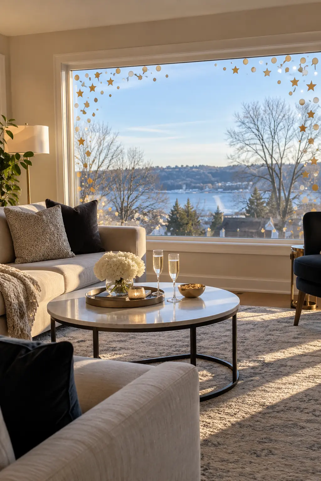 Use Window Glass as the Backdrop New Year's decoration idea for home