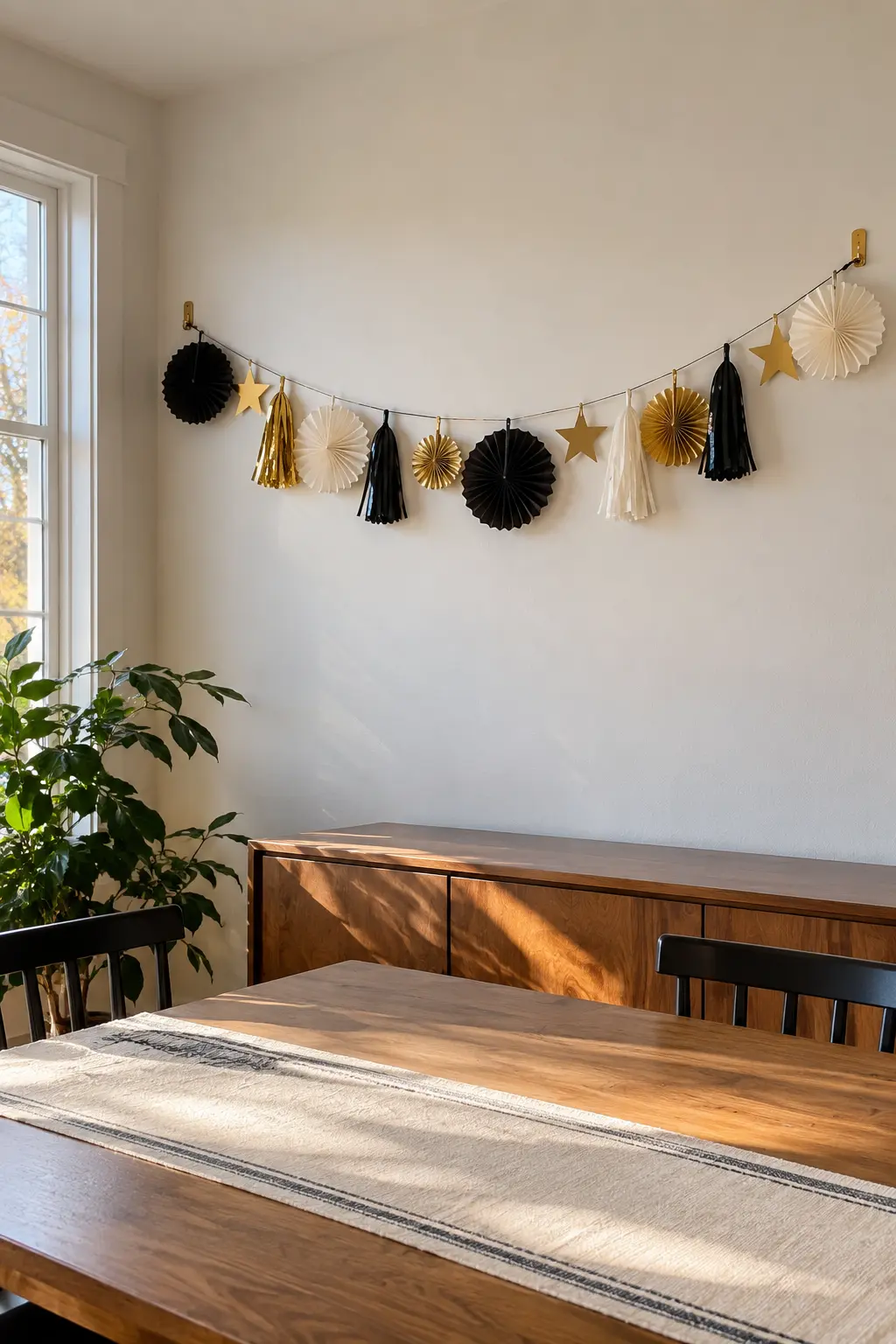 Create a Renter-Friendly Garland Line New Year's decoration idea for home