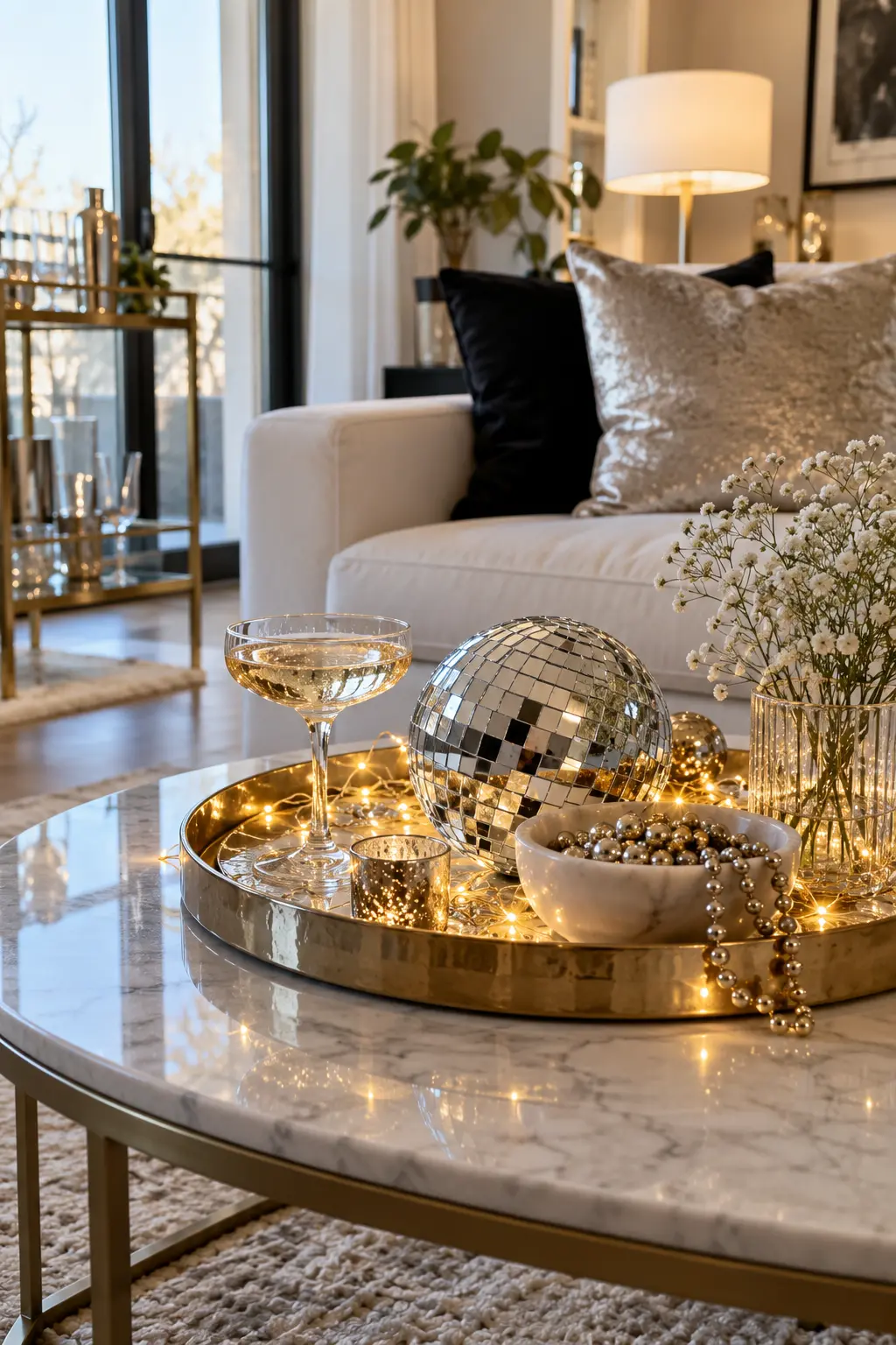 Concentrate Sparkle on One Tray New Year's decoration idea for home