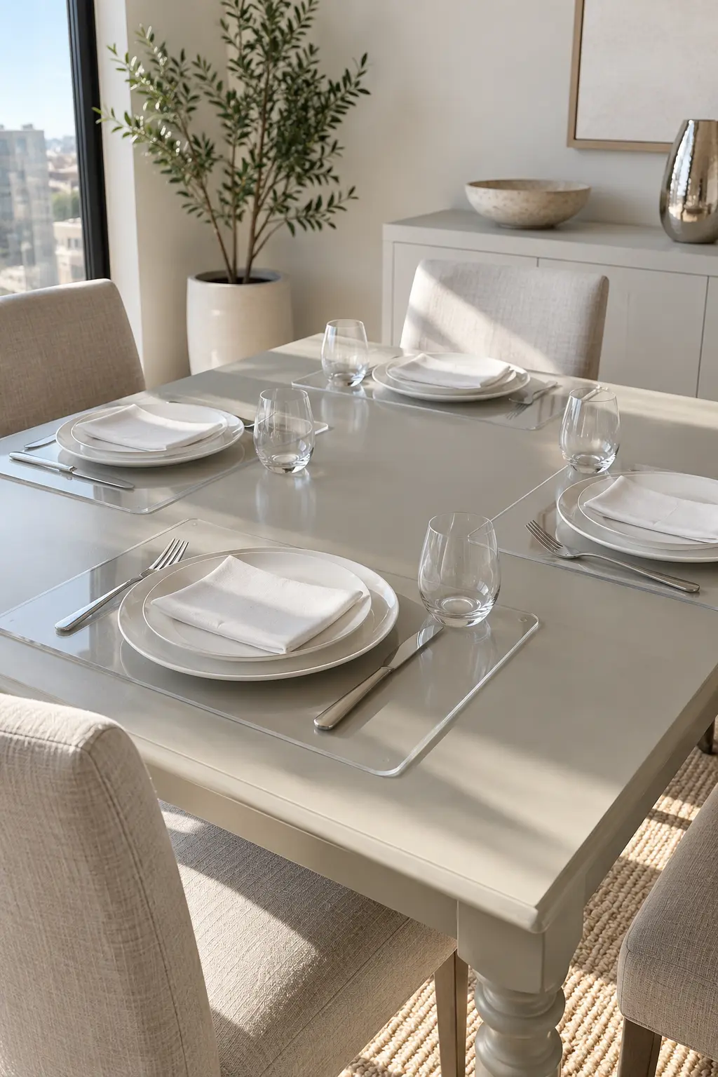 Try Clear Acrylic Placemats simple New Year's table decor idea