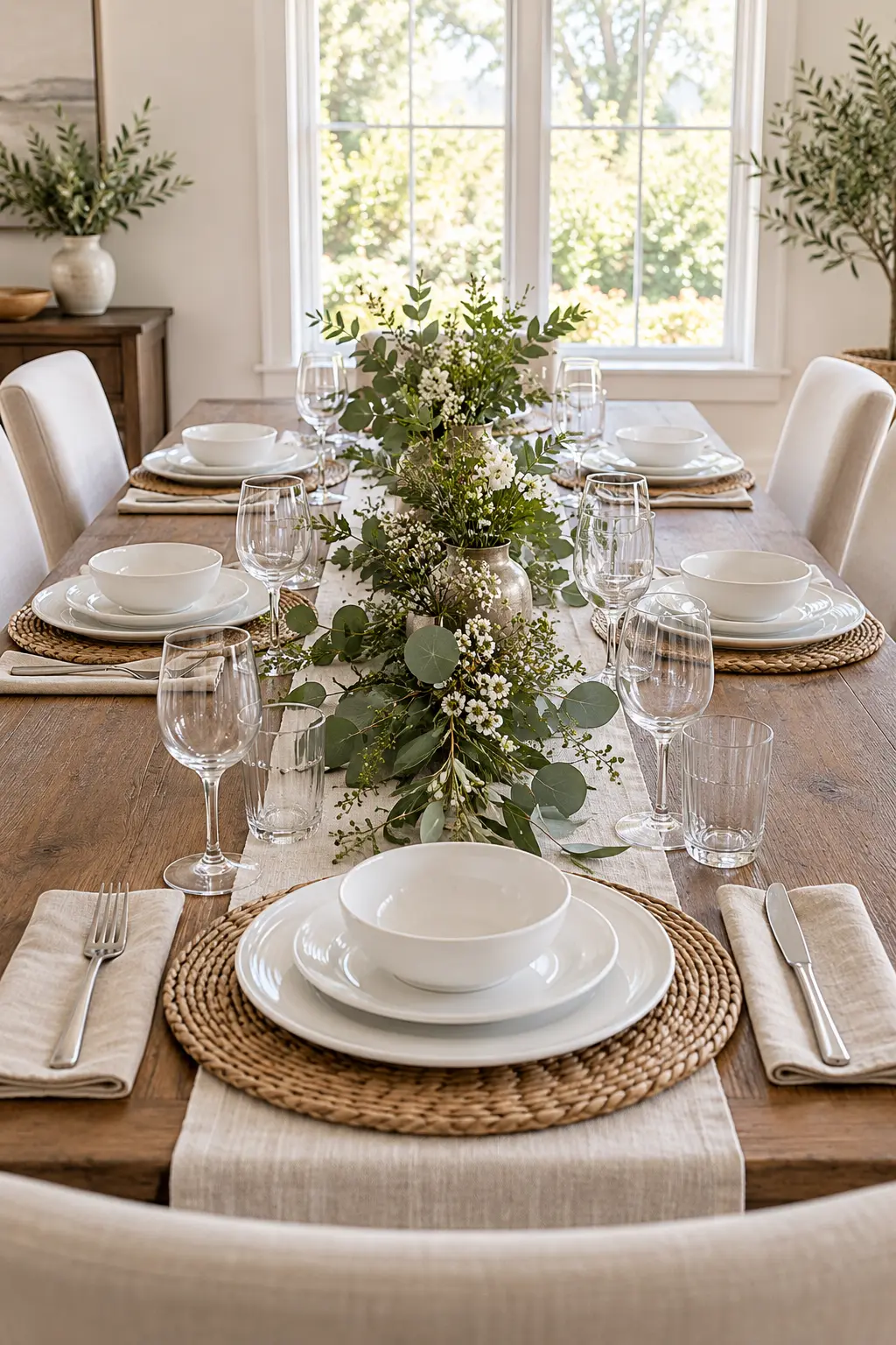 Layer Only White Dinnerware simple New Year's table decor idea