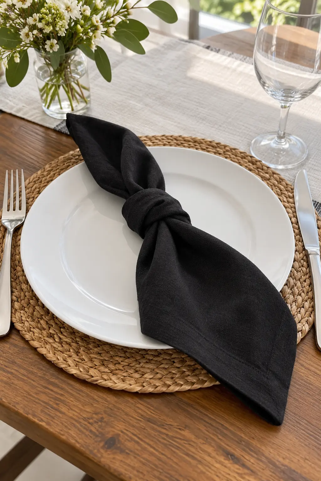 Tie a Loose Napkin Knot simple New Year's table decor idea
