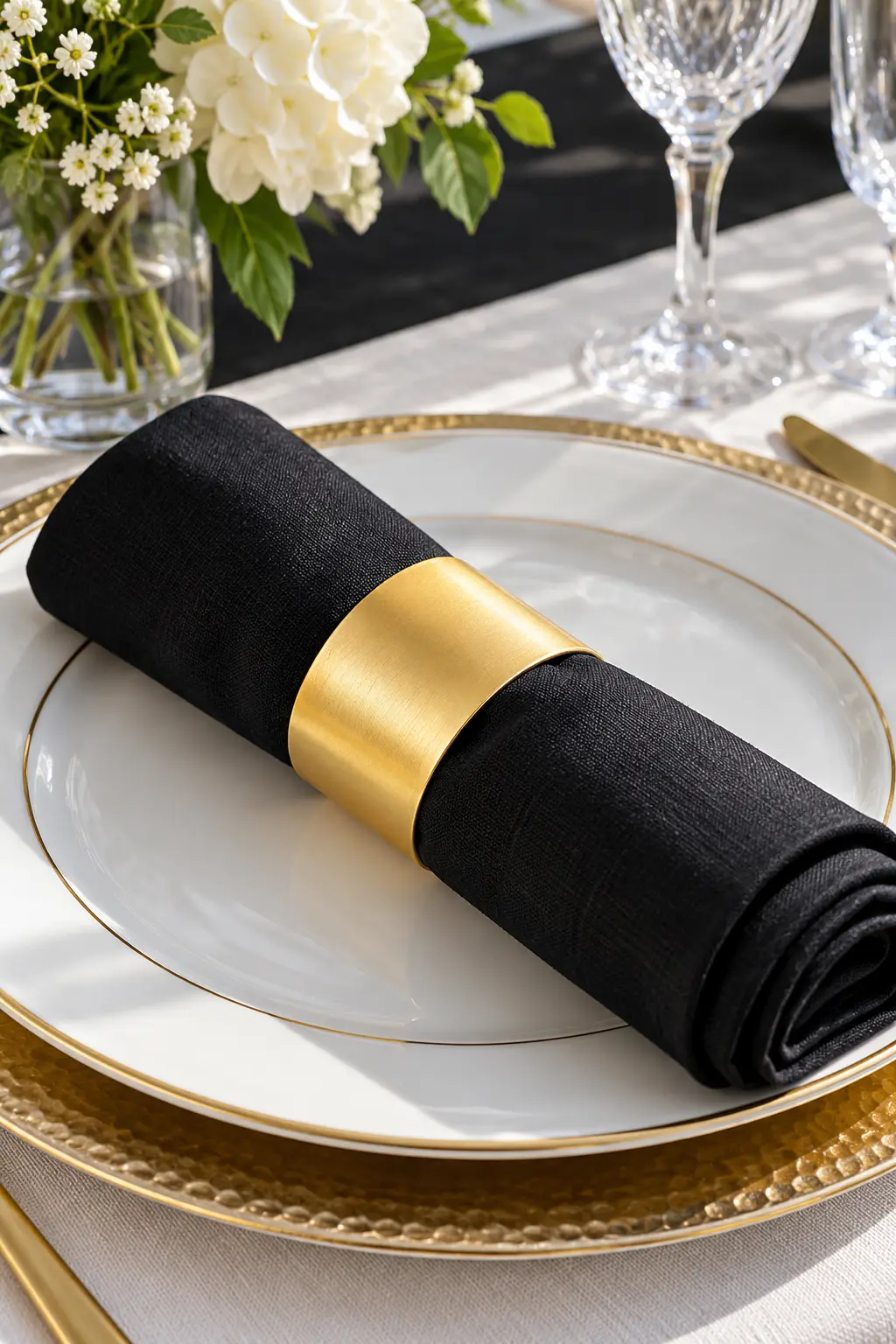 Make Metallic Paper Bands simple New Year's table decor idea