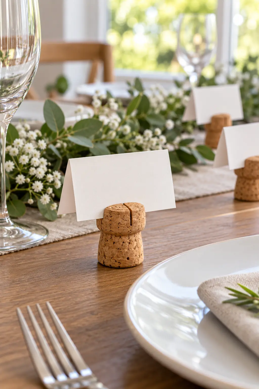 Use Corks as Card Holders simple New Year's table decor idea