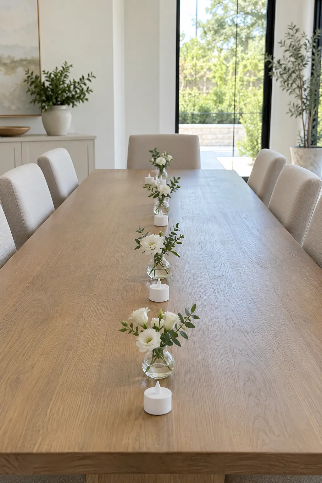 Run a Low Line Down a Narrow Table simple New Year's table decor idea