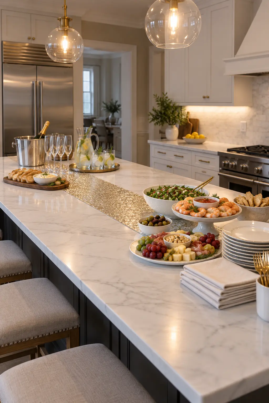 Turn the Island Into a Buffet simple New Year's table decor idea
