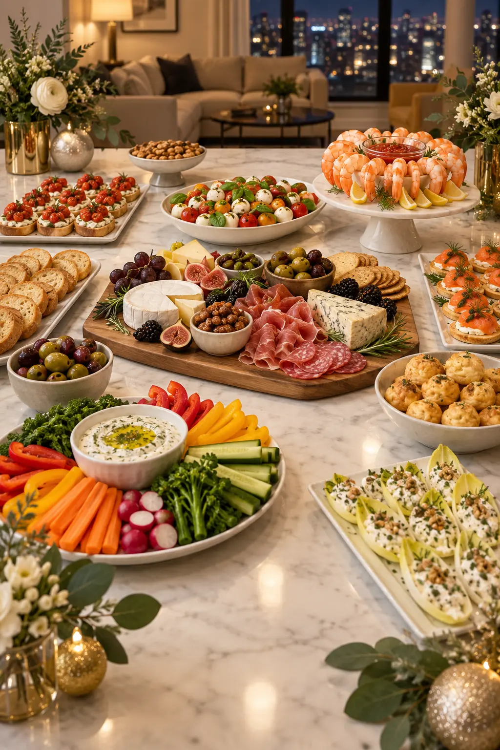 Leave the Center Open for Appetizers simple New Year's table decor idea