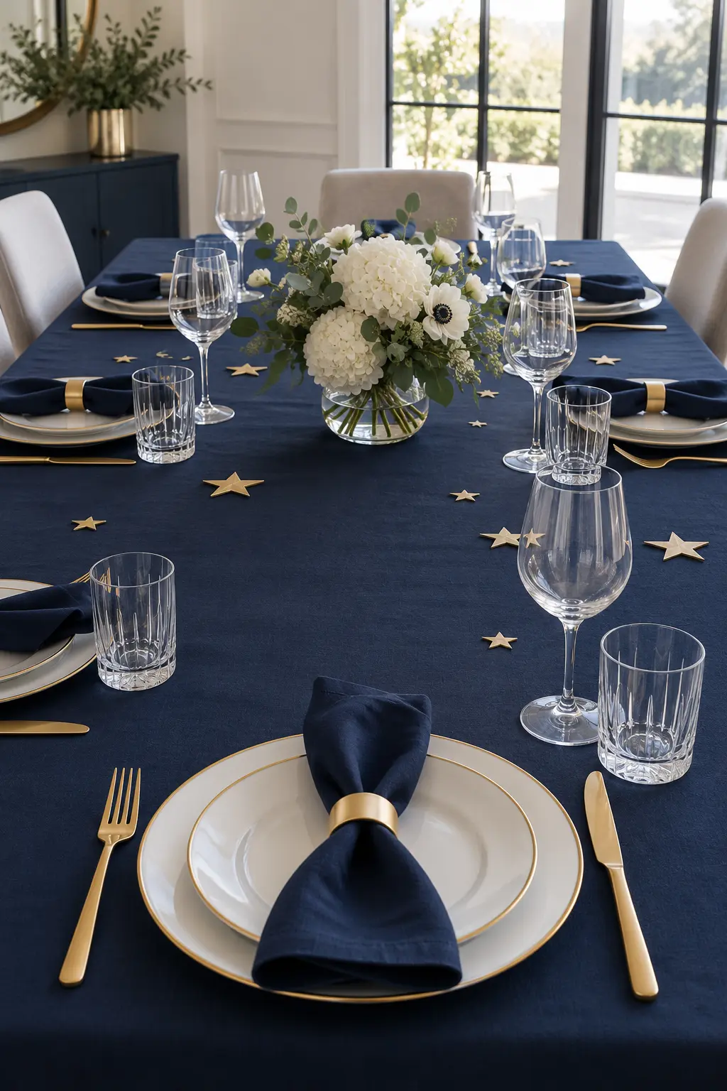 Try a Midnight-Blue Sky simple New Year's table decor idea