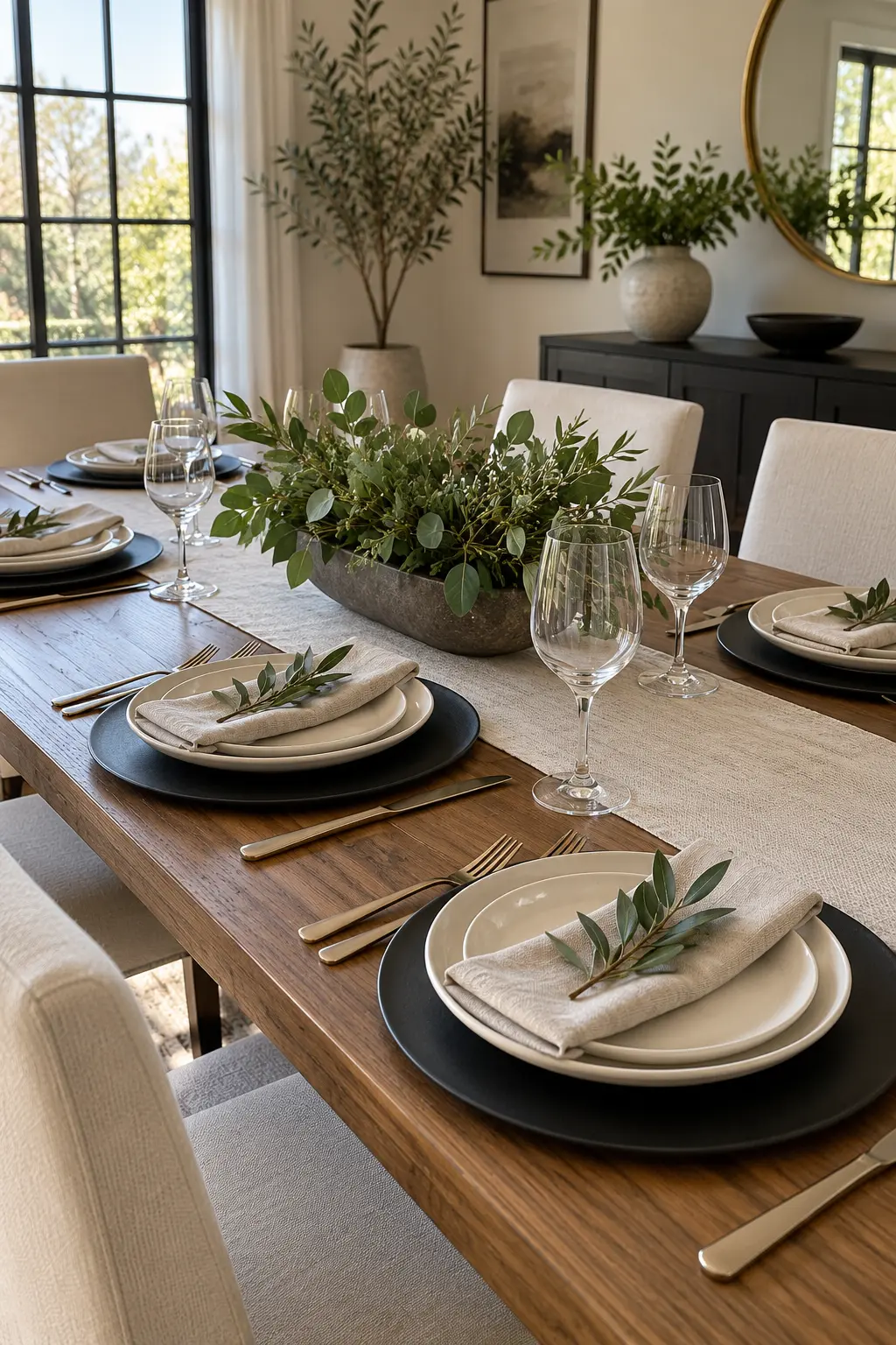 Try a Matte Black Charger NYE table setting idea