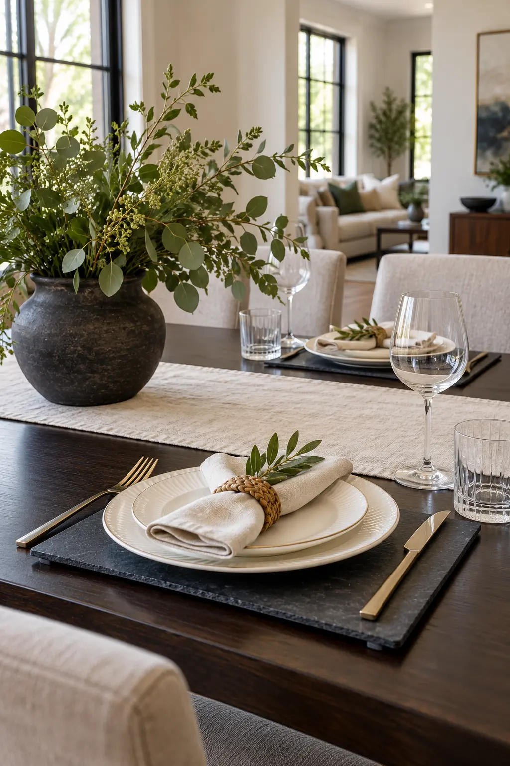 Use Slate as a Place Mat NYE table setting idea