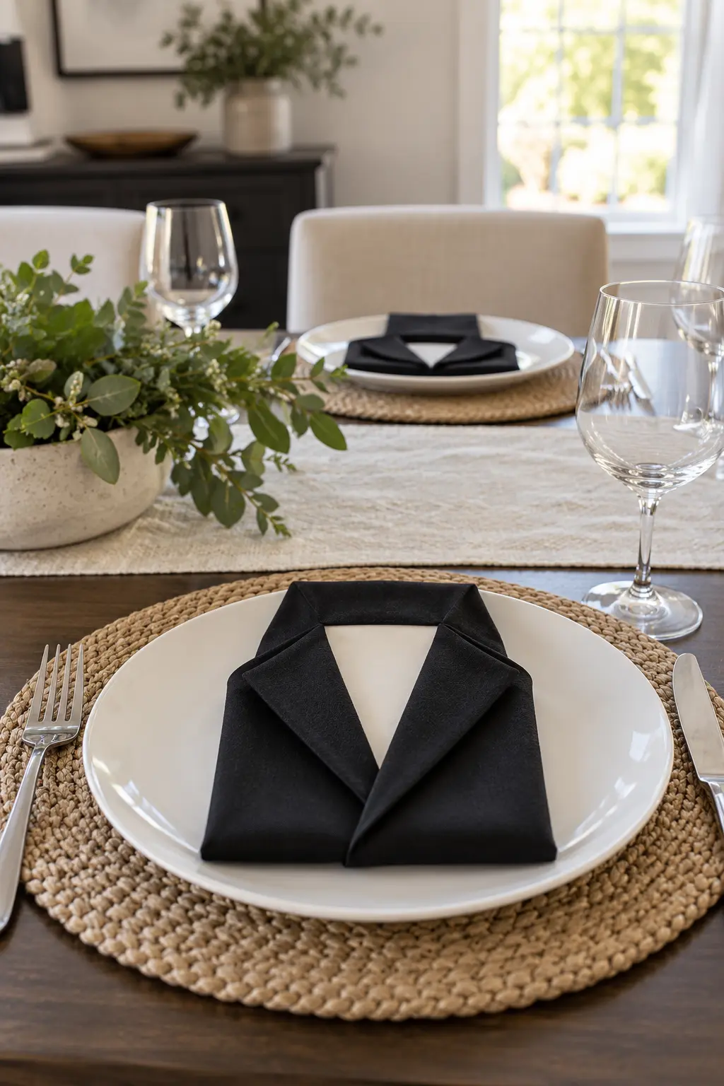 Fold a Tuxedo Napkin NYE table setting idea