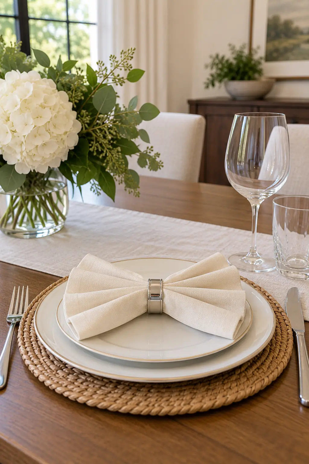 Secure a Fan Fold With a Ring NYE table setting idea