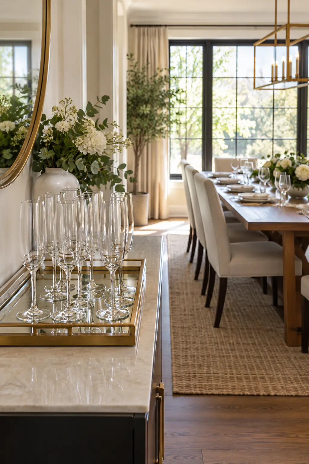Chill Glasses on a Side Tray NYE table setting idea