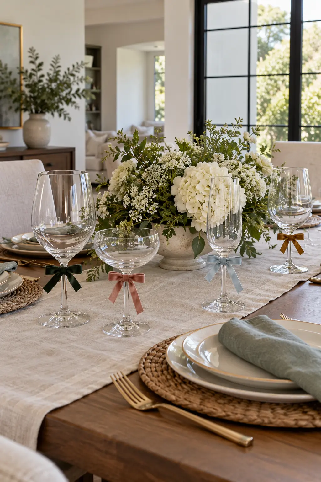 Mark Glasses With Velvet Ties NYE table setting idea