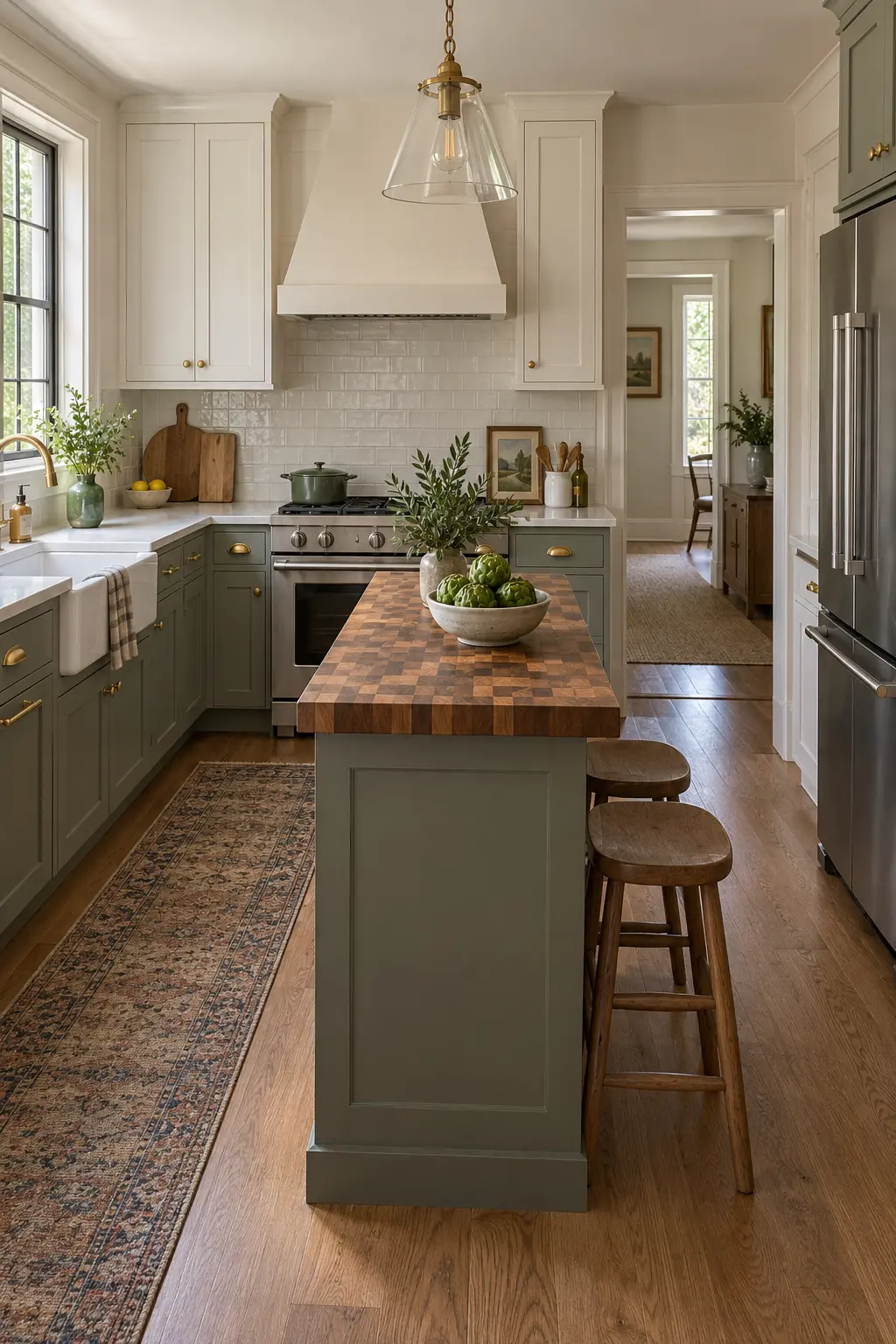 Top a Slim Base With End-Grain Wood tiny kitchen with island idea