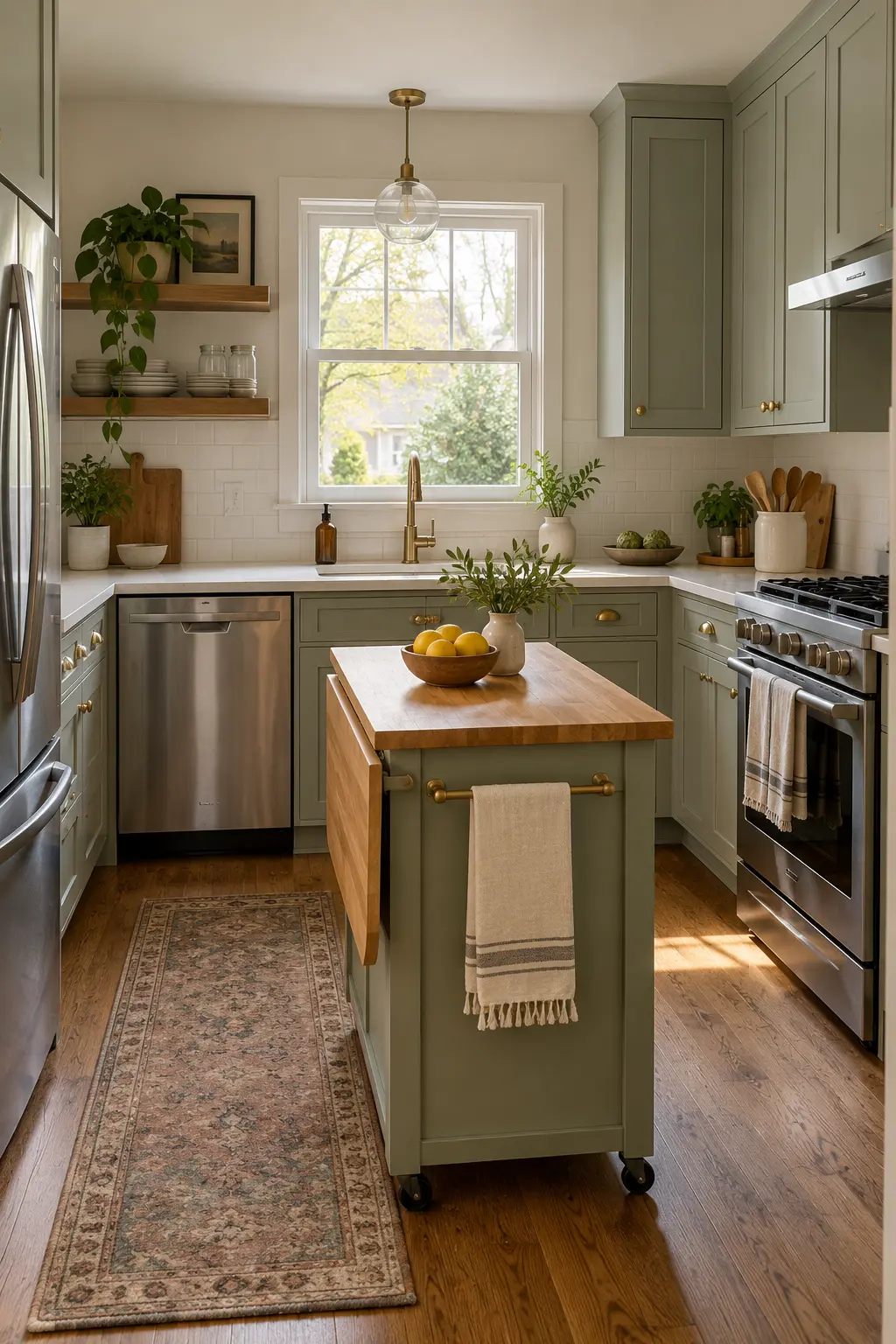 Open a Drop-Leaf Only When Needed tiny kitchen with island idea