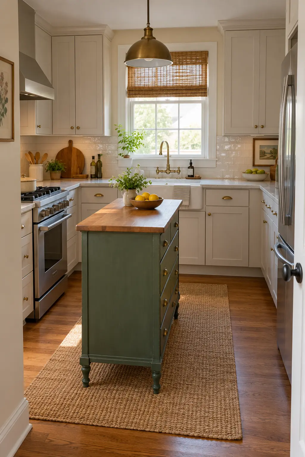 Turn a Vintage Dresser Into an Island tiny kitchen with island idea