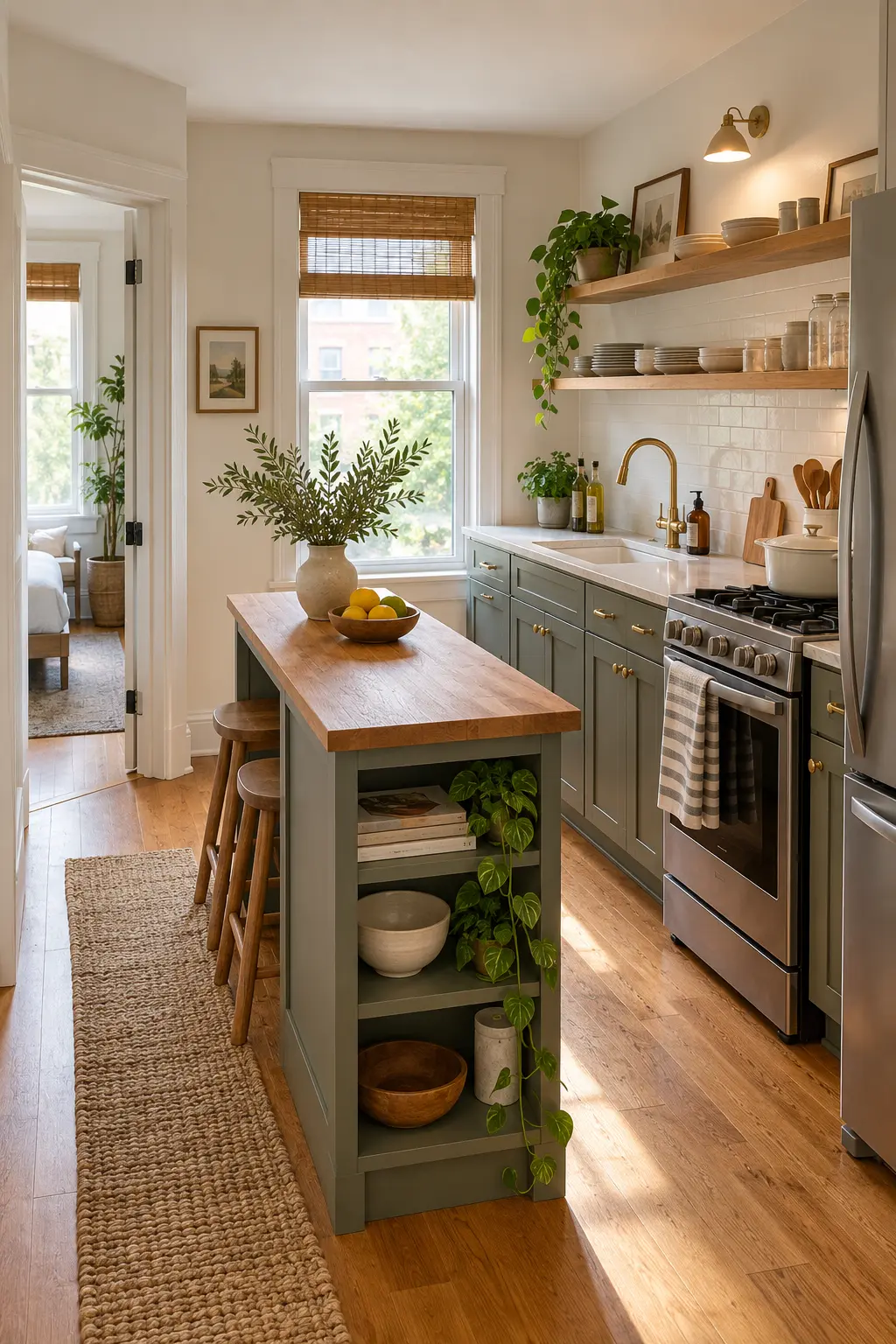 Use a Console-Depth Island tiny kitchen with island idea