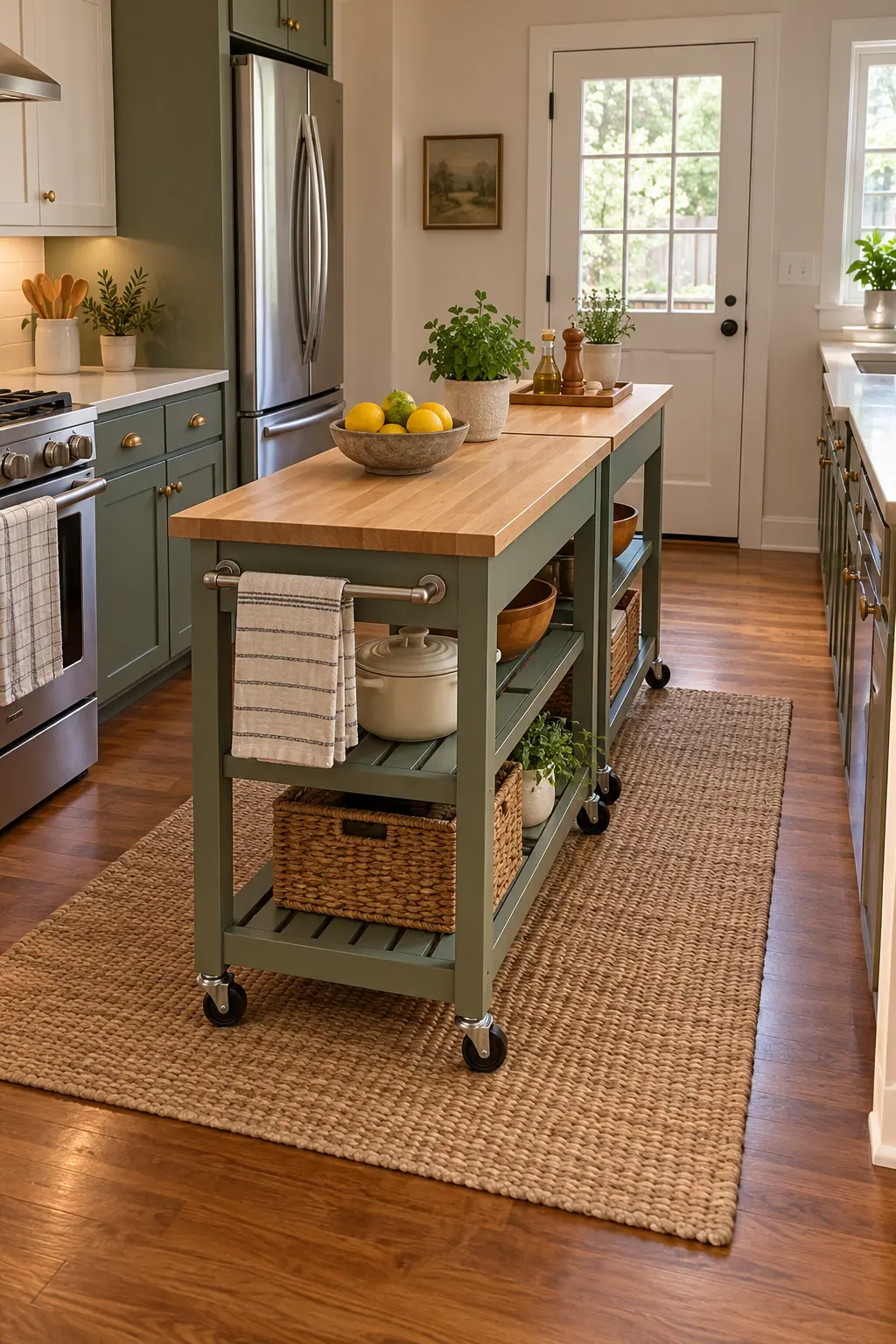 Split the Island Into Two Modules tiny kitchen with island idea