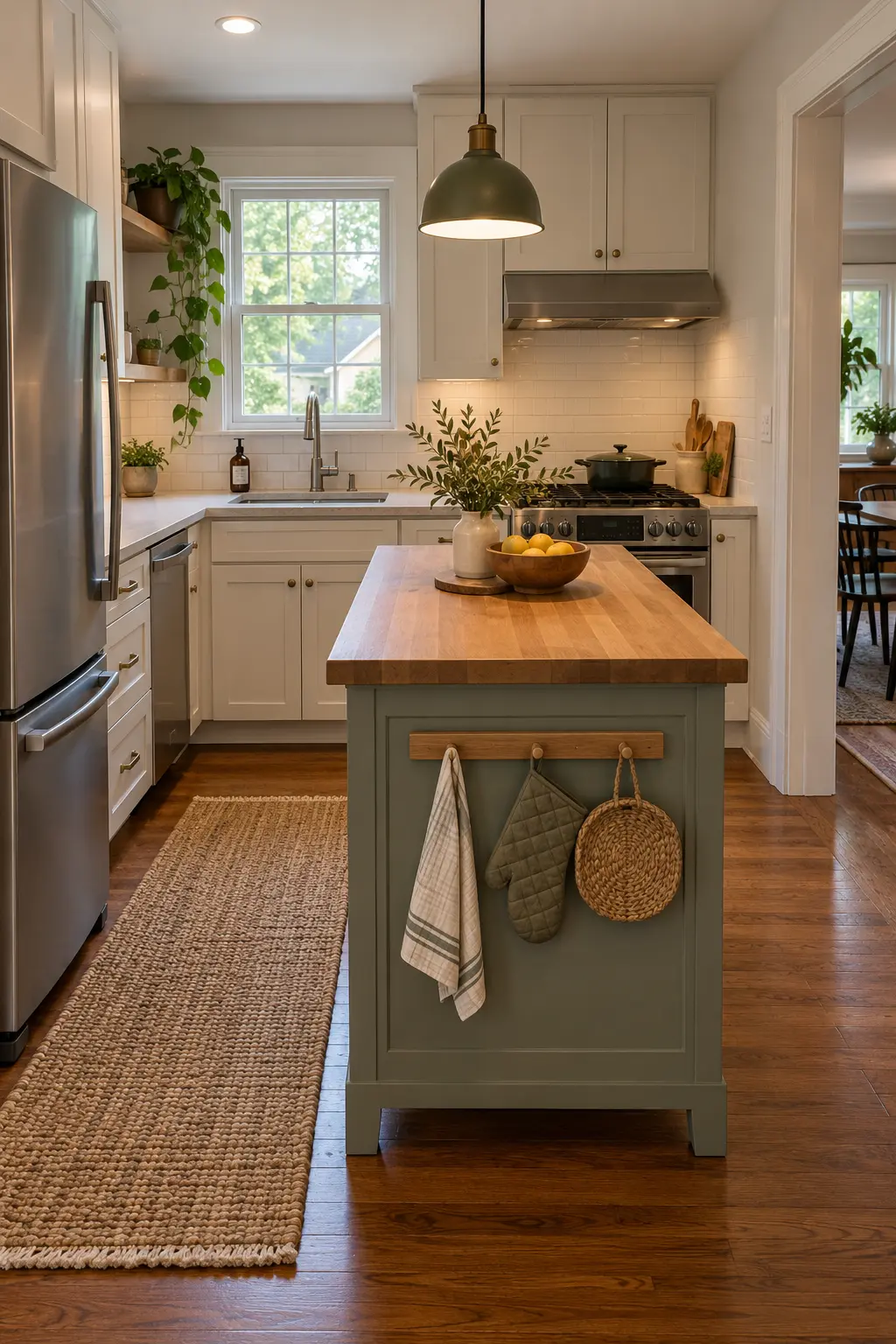 Add a Side Peg Rail tiny kitchen with island idea