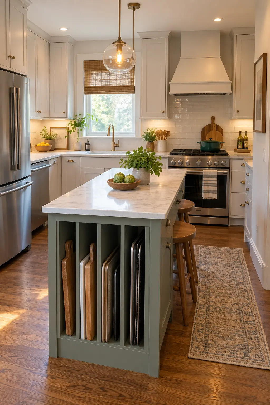 Build In Vertical Tray Slots tiny kitchen with island idea