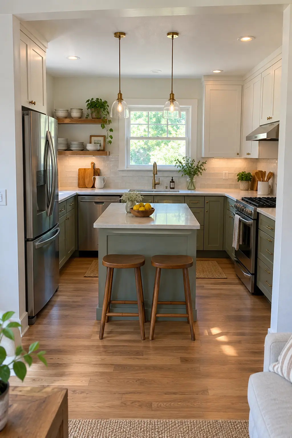 Use a Tiny Island in an Open U-Shape tiny kitchen with island idea