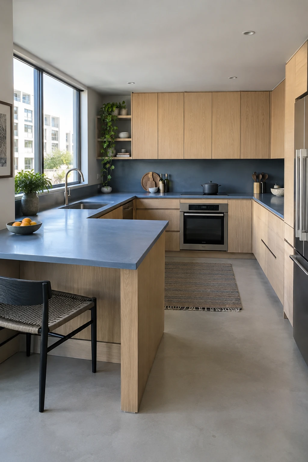 Accessible lowered work surface at a kitchen peninsula