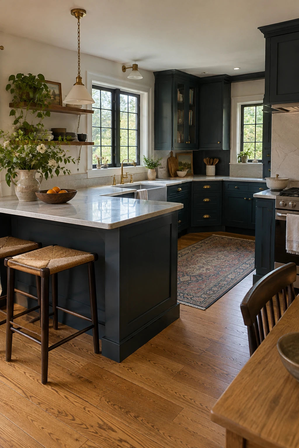Corner drawers where a peninsula meets base cabinets