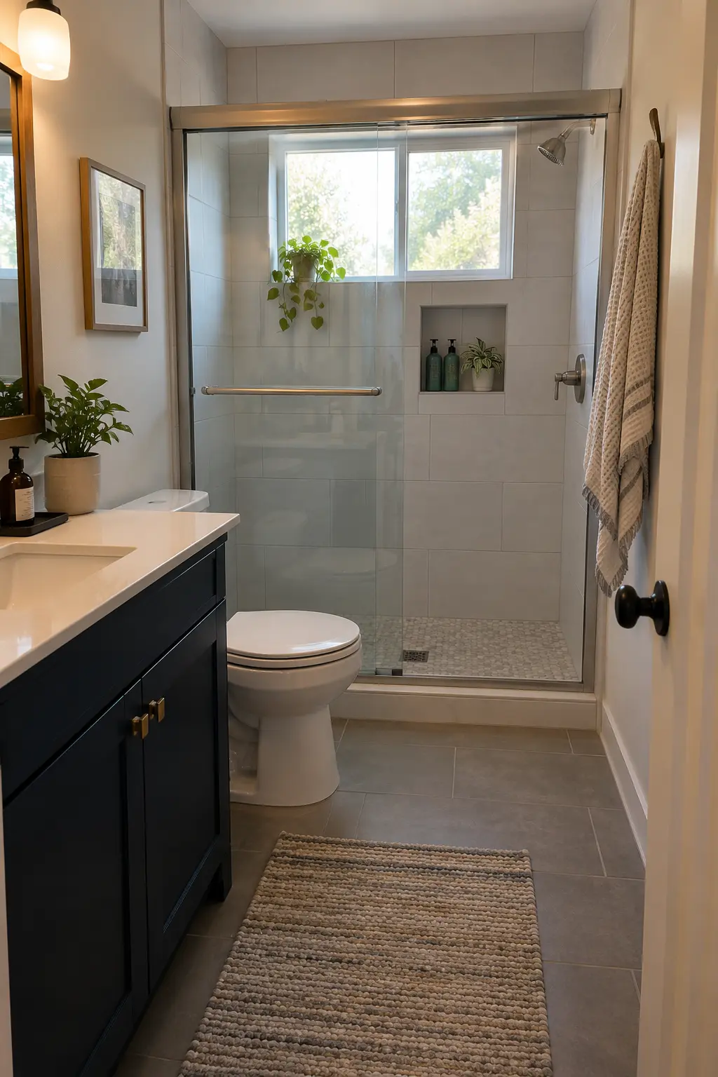 Keep a 30-by-60 Alcove Footprint in a realistic very small bathroom with a functional shower