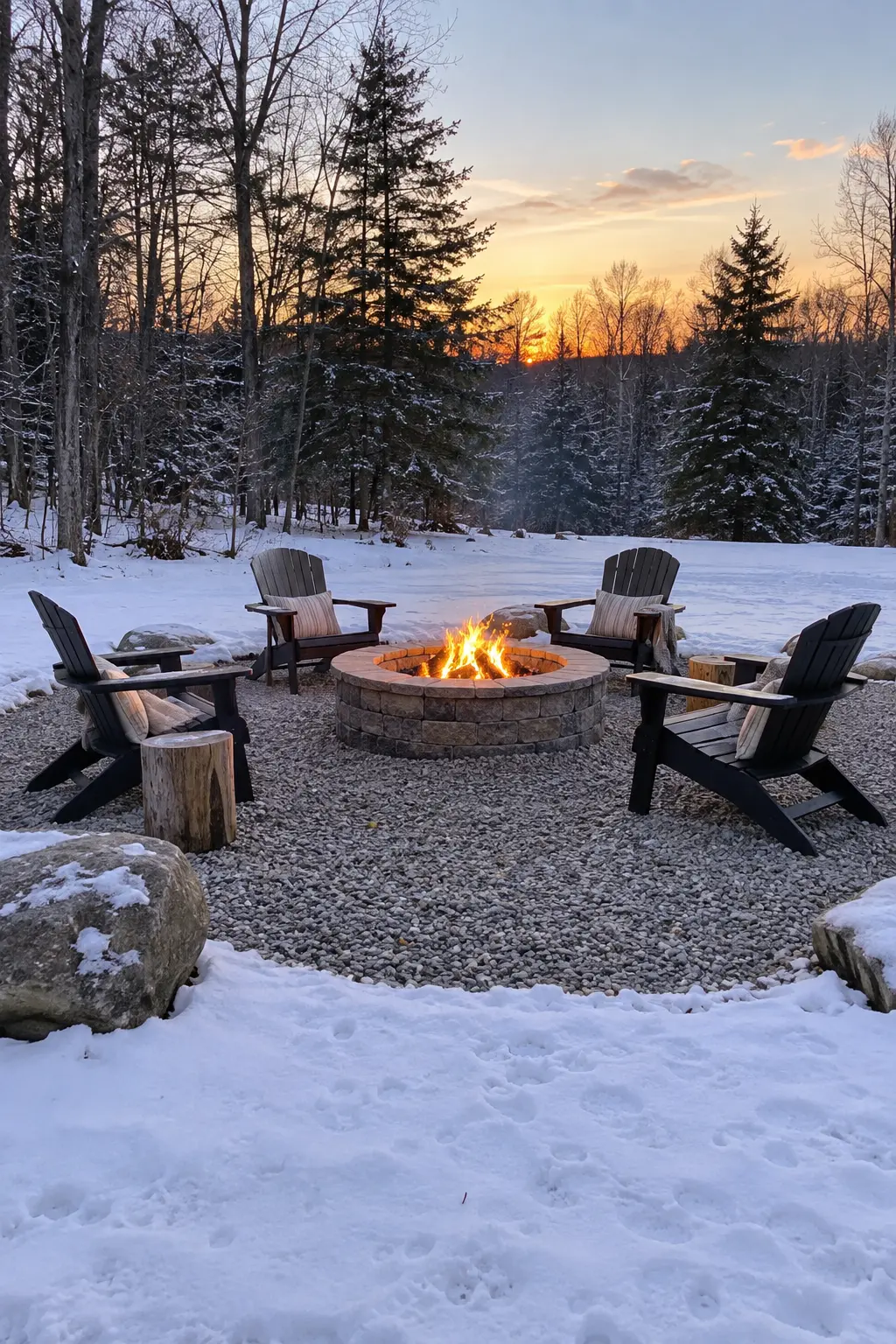 Create a Code-Compliant Fire-Pit Circle in a winter backyard