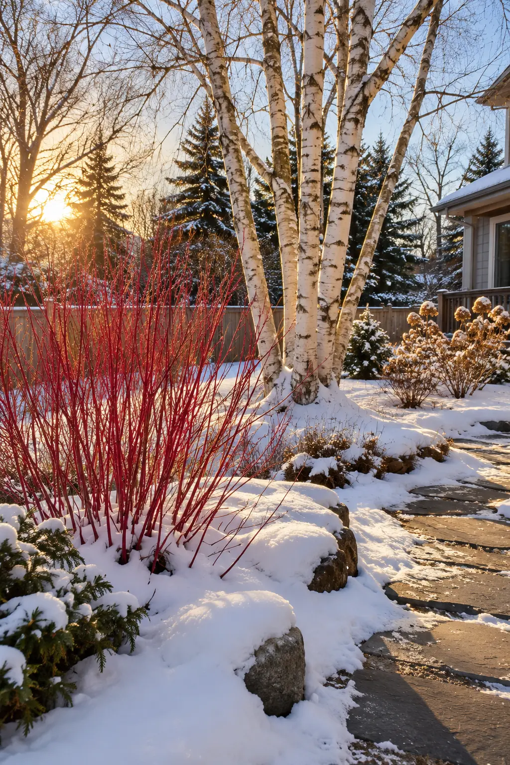 Plant for Colorful Winter Bark in a winter backyard