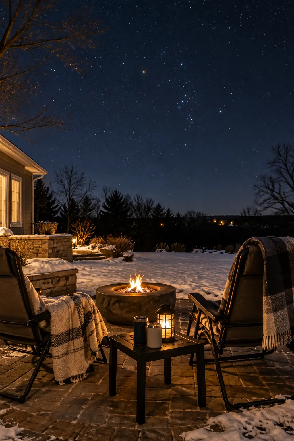Create a Backyard Stargazing Spot in a winter backyard