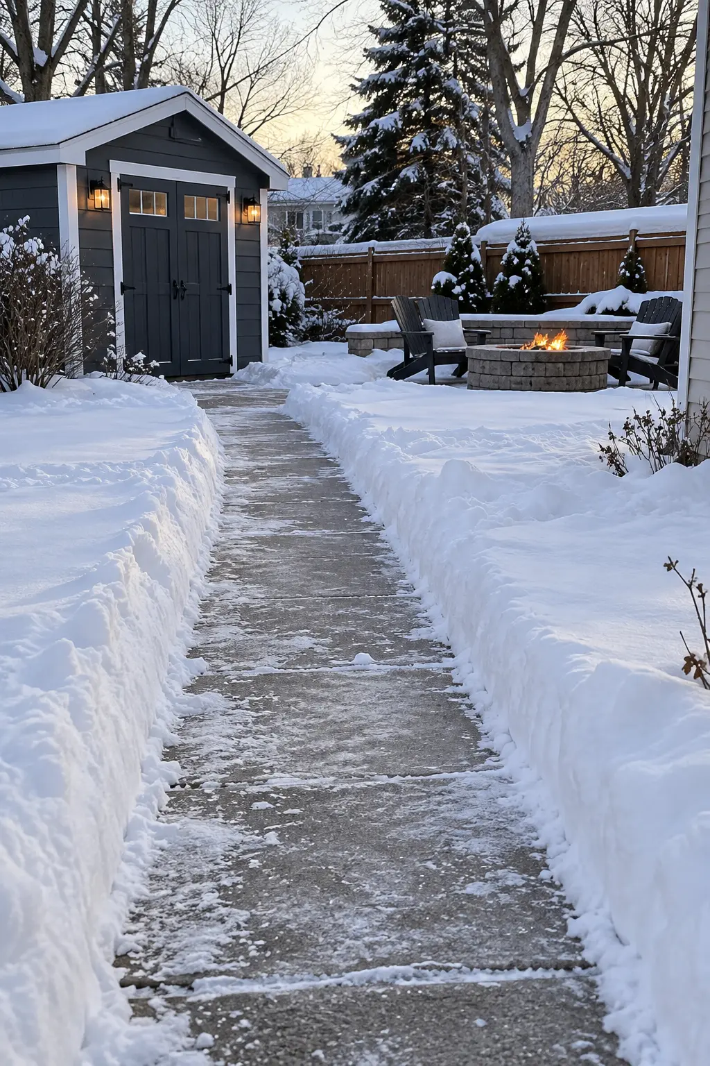 Keep One Path Fully Clear in a winter backyard