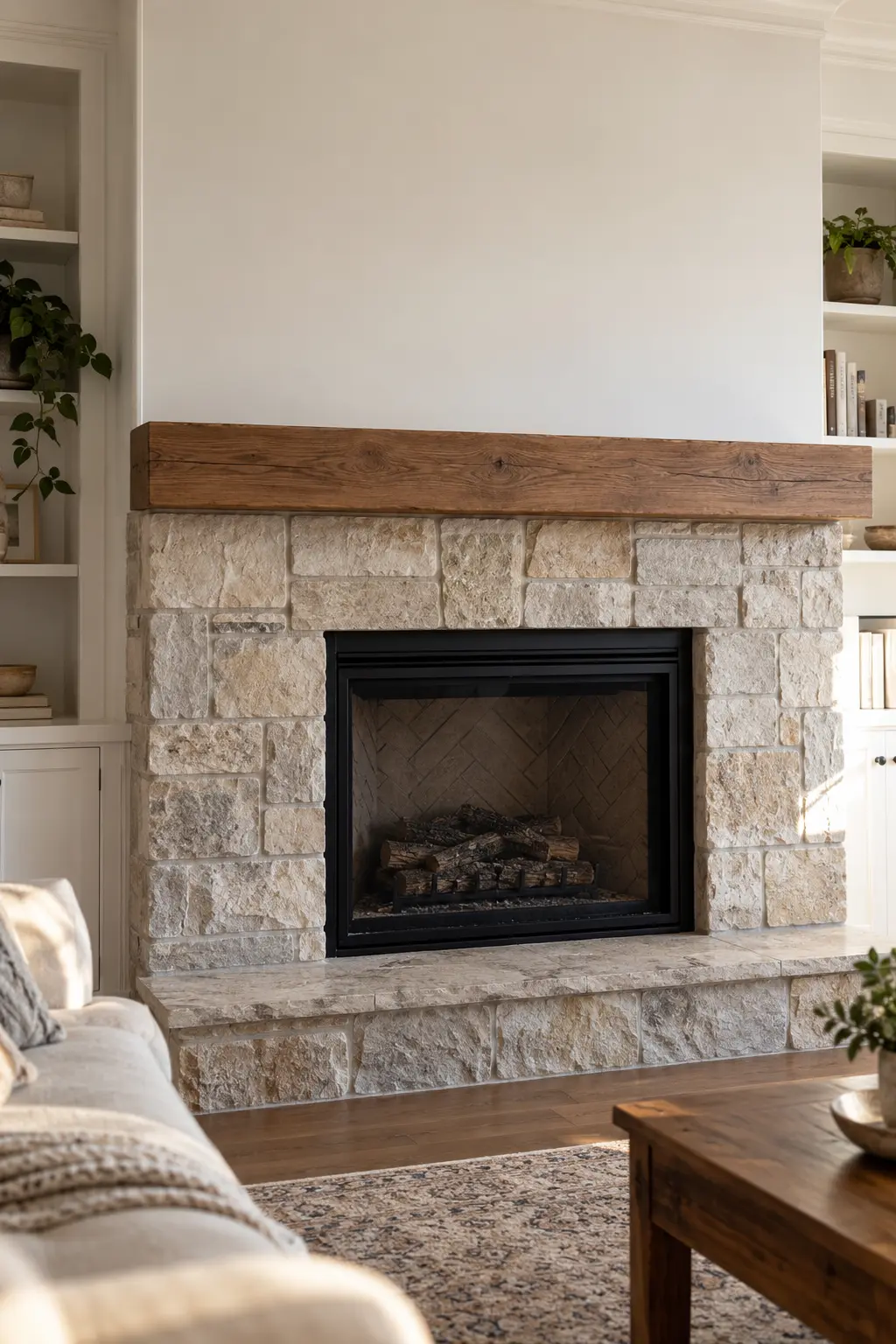 Clear the Holiday Layers First winter mantel decorating idea