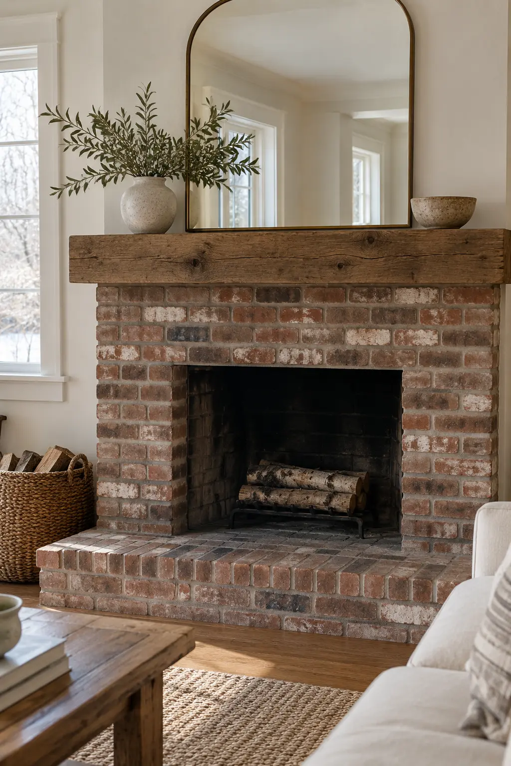 Let Architectural Details Lead winter mantel decorating idea