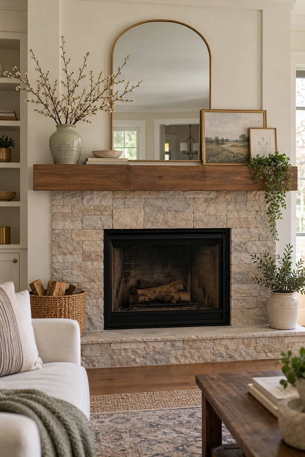 Begin the Shift Toward Spring winter mantel decorating idea