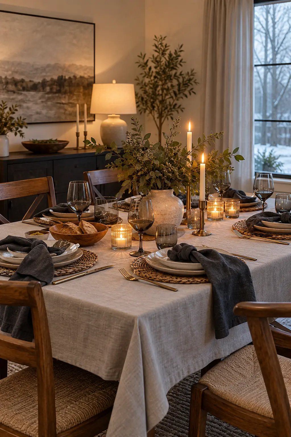 Build a Soft Gray Tonal Table winter tablescape after Christmas