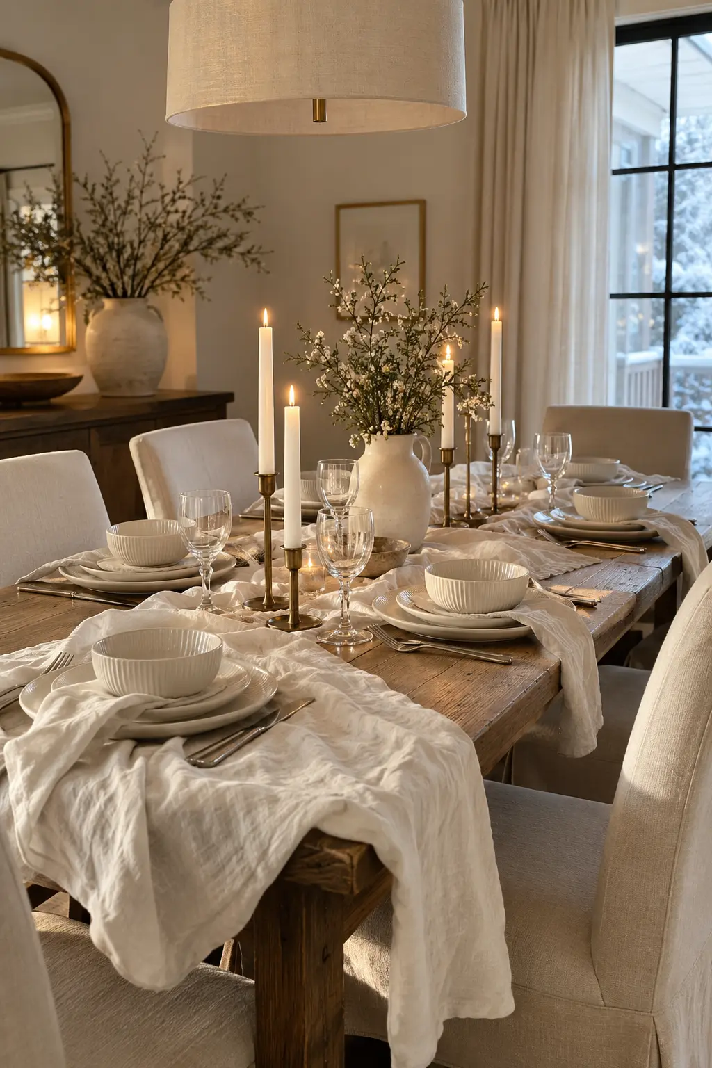 Set an All-White Textural Table winter tablescape after Christmas