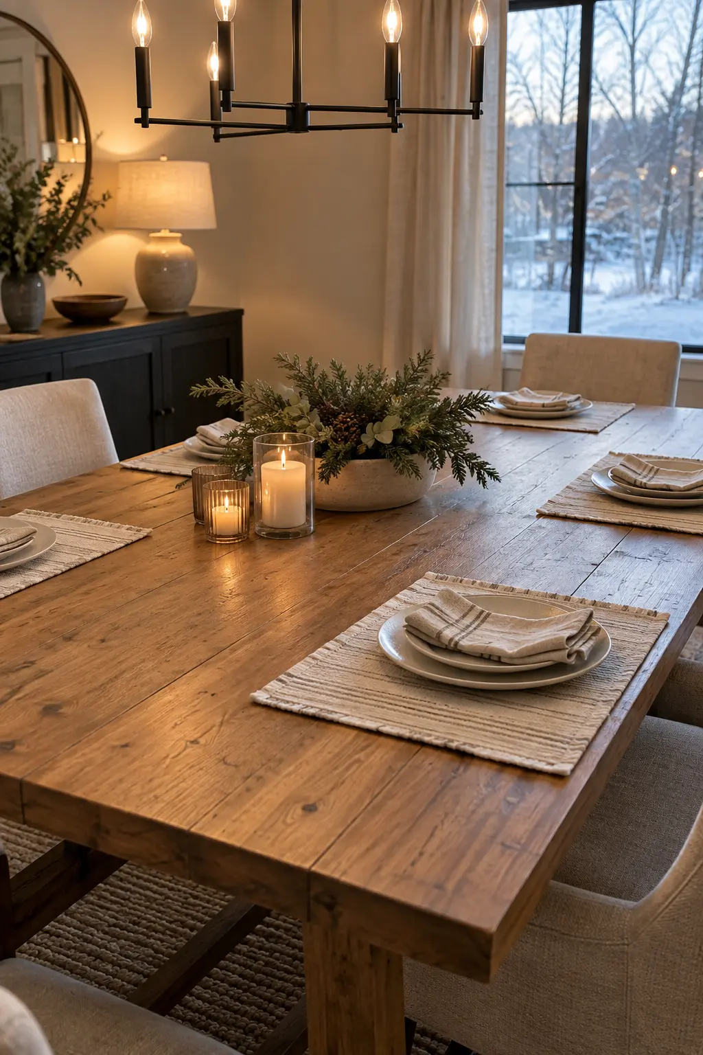 Leave Plenty of Bare Table winter tablescape after Christmas