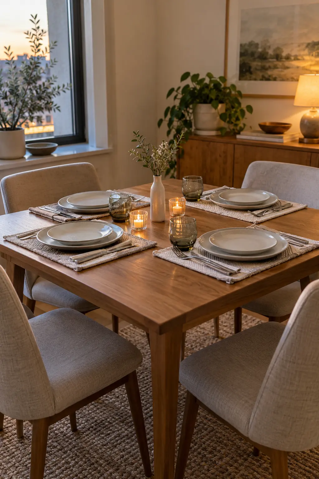 Fit Four Settings on a Small Table winter tablescape after Christmas