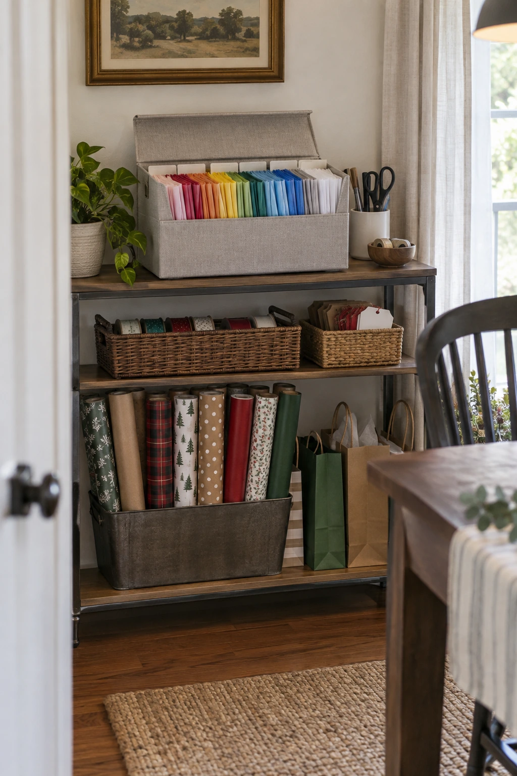 Expanding file organizing folded tissue paper by color