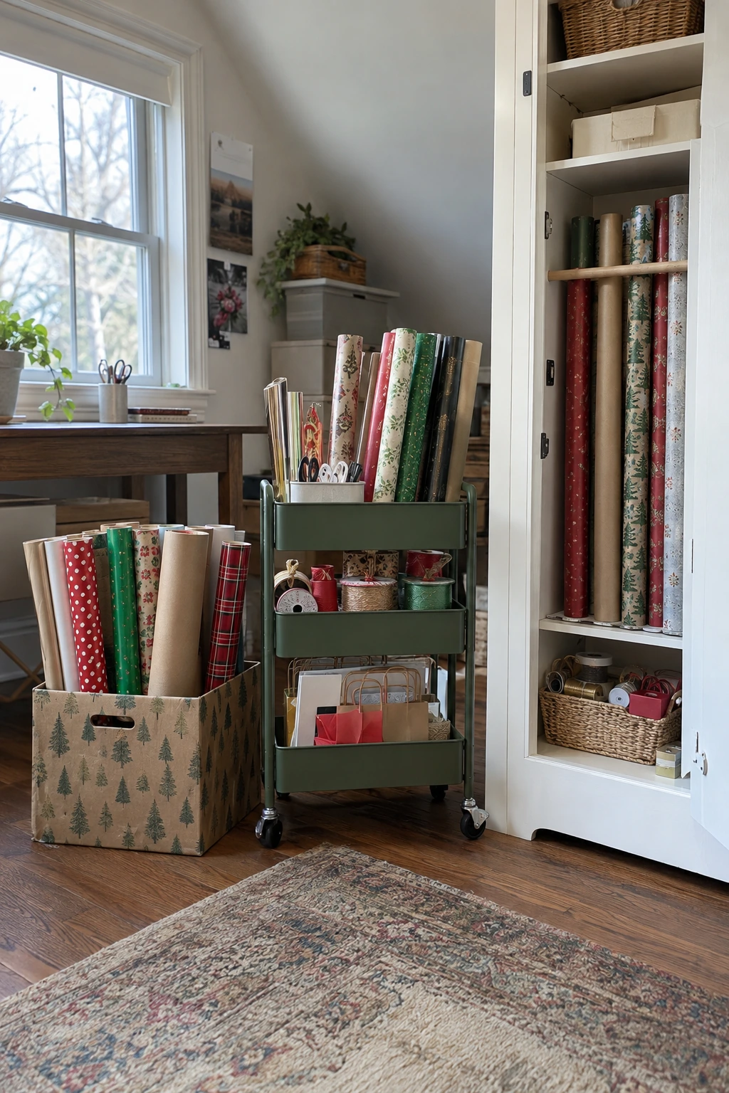 Three practical budget levels of wrapping paper storage