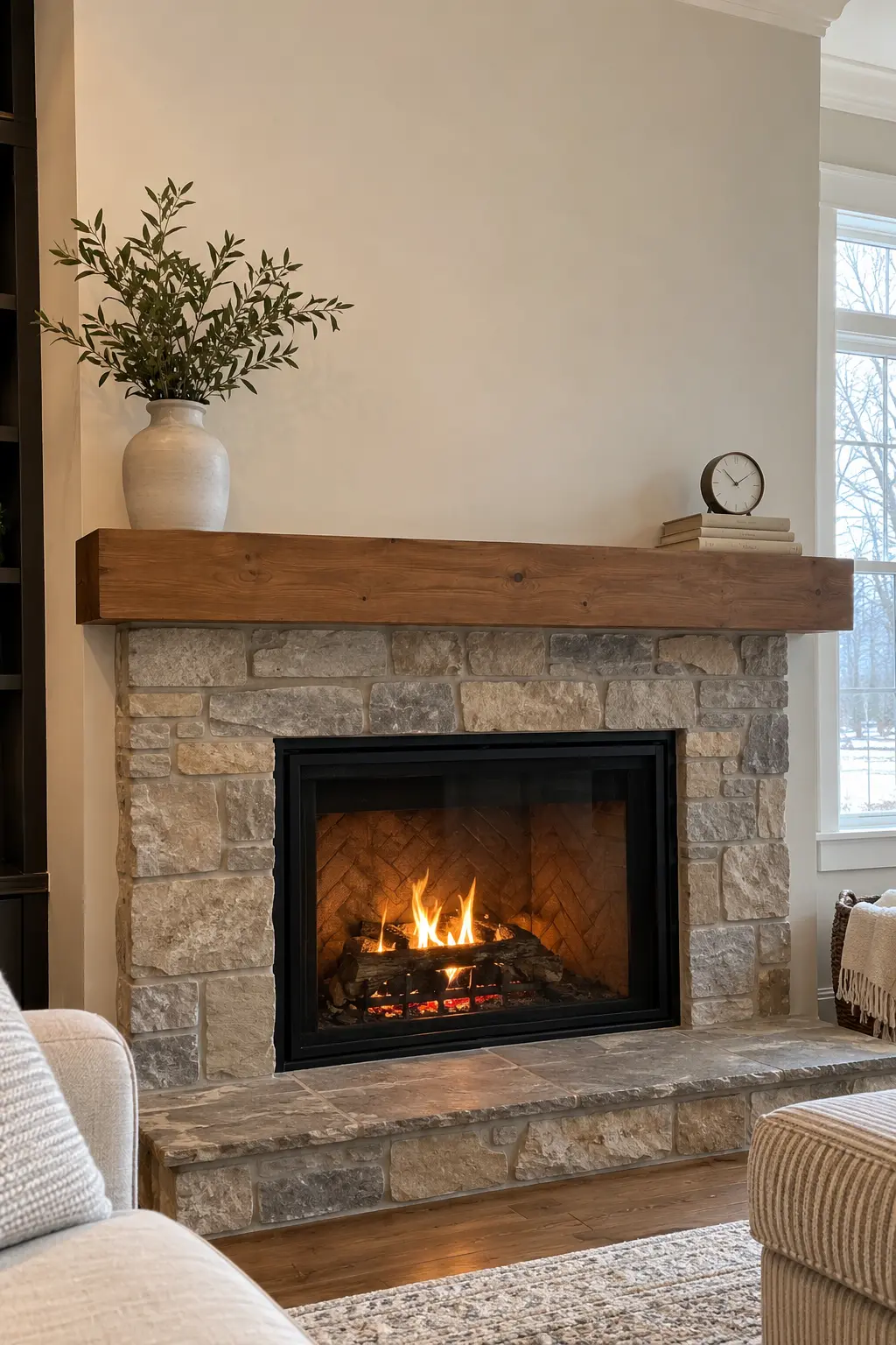 Create a Clean January Reset for winter fireplace decor after Christmas