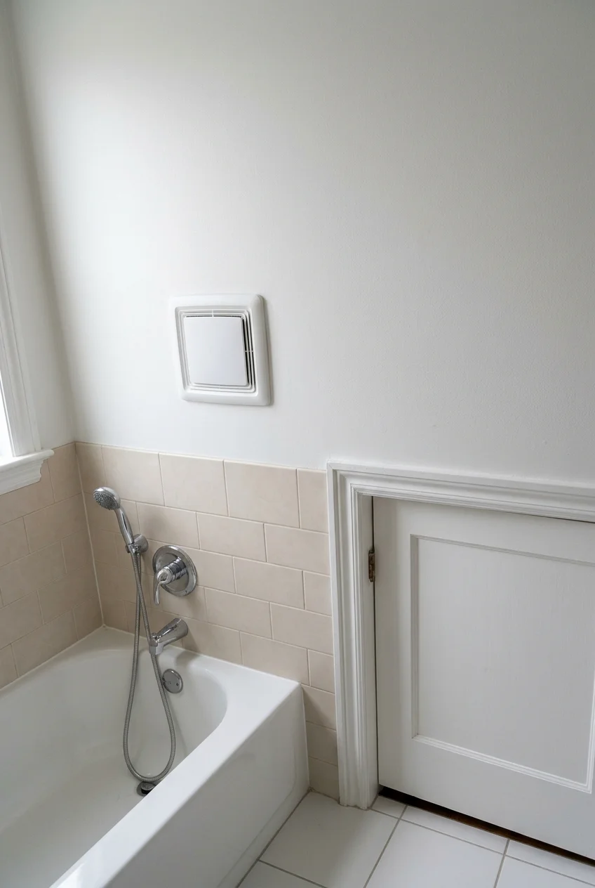 Bathroom exhaust fan positioned near the bathing area