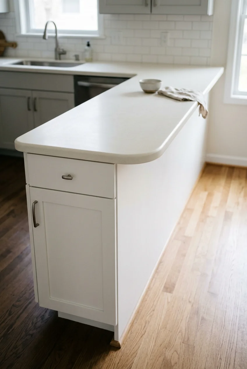 Matching rounded countertop corners on a peninsula