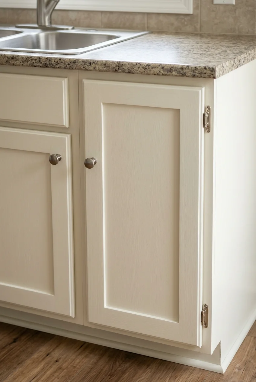 Matching replacement door fitted neatly to a sound sink cabinet.