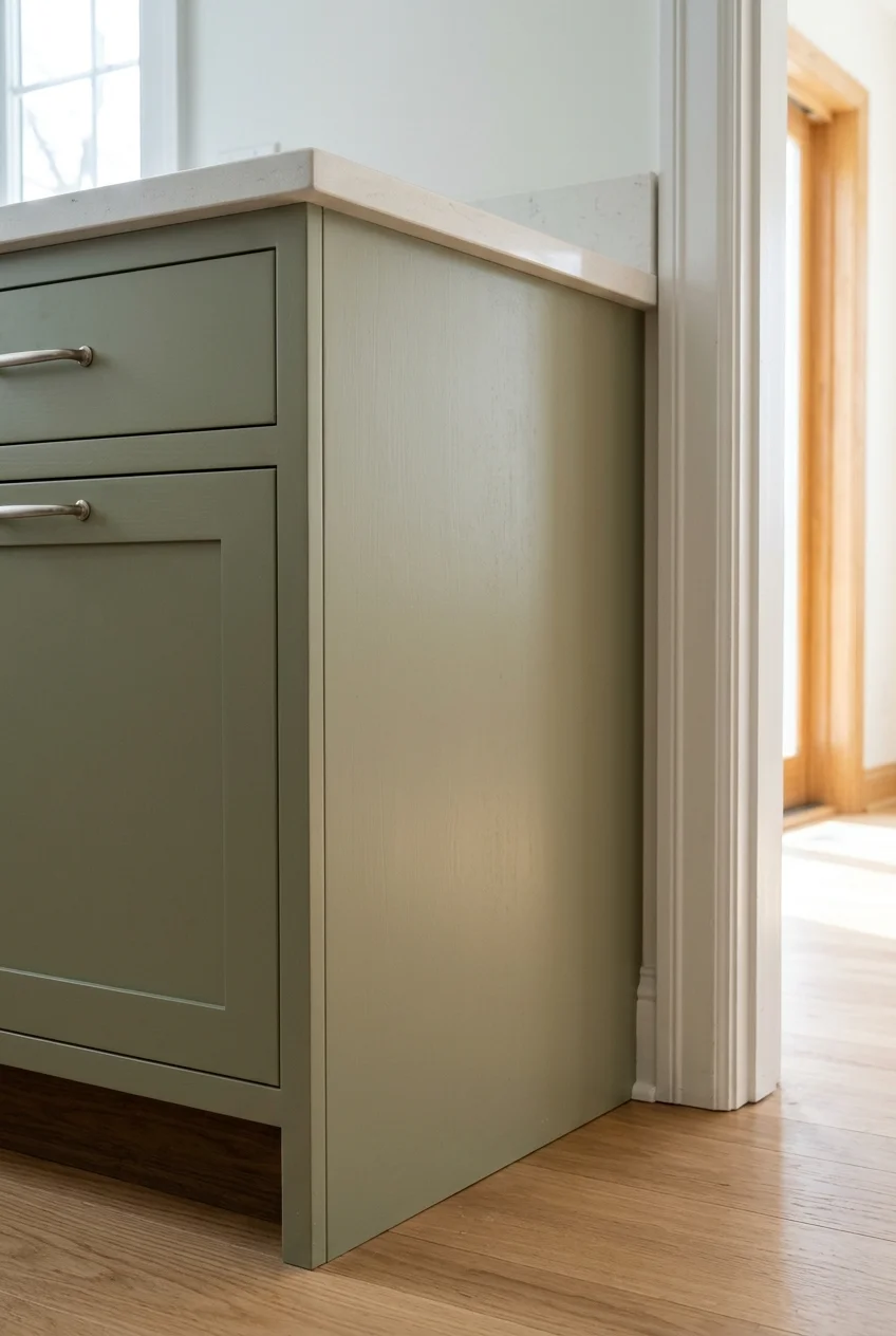 Matching end panel finishing the exposed side of a base cabinet.