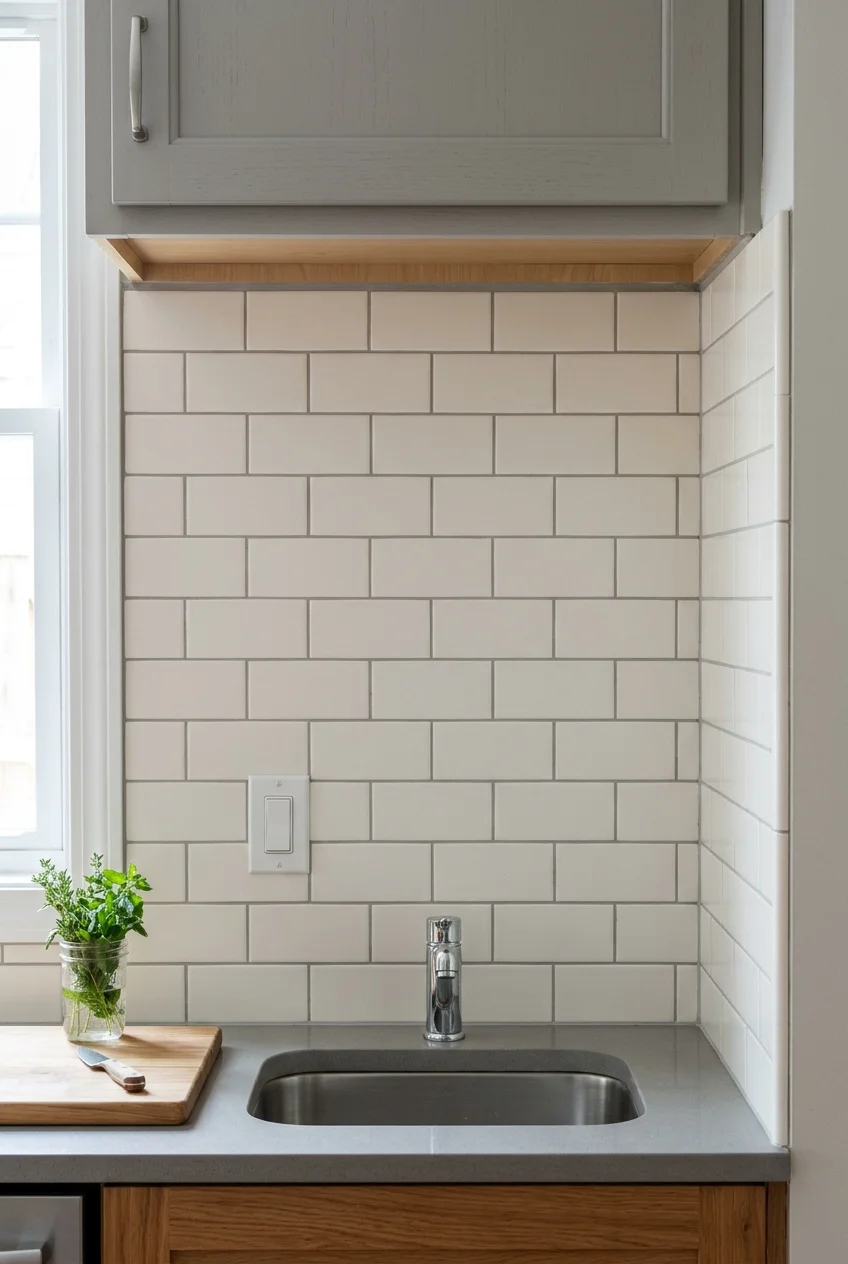 Standard rectangular ceramic tile laid in a simple running bond.
