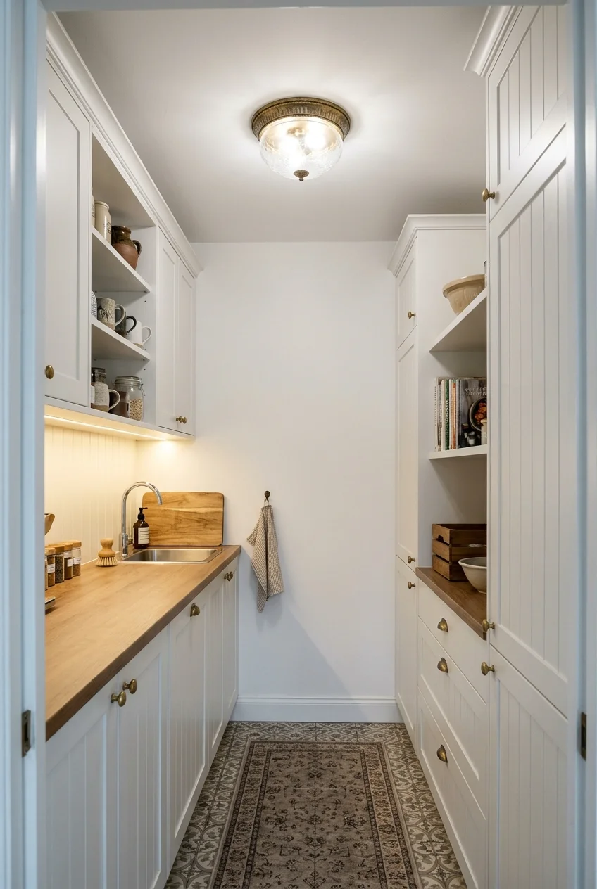 Decorative ceiling fixture with separate scullery task lighting