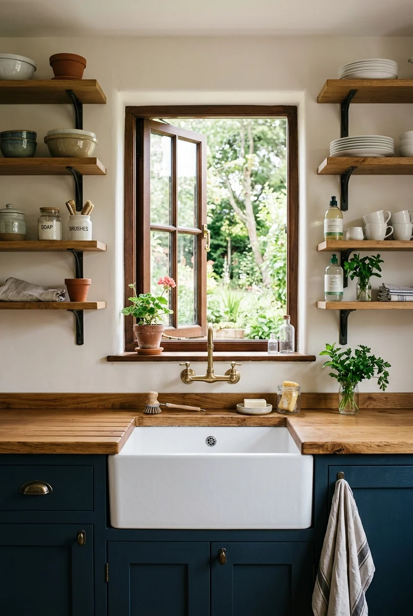 Scullery sink beneath an unobstructed window